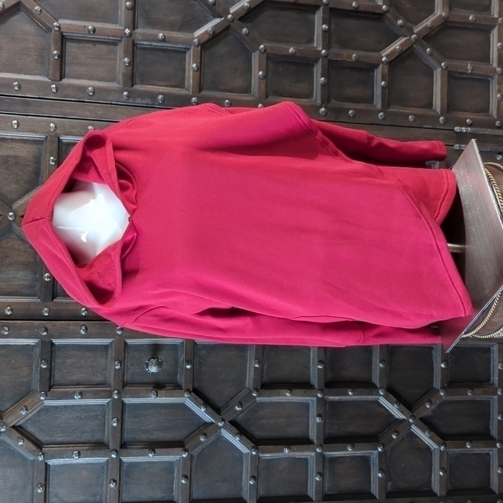 Cozy Red Hooded Pocketed Sweater